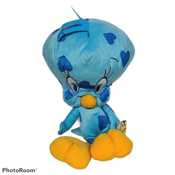 Looney Tunes Tweety Bird Blue Hearts Plush Posable - Picture 1 of 4